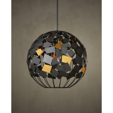Currey & Company Moon Night 23.5" Gray & Gold 1-Light Orb Chandelier 4