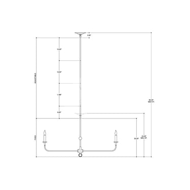 Currey & Company Nottaway 40" 2-Light Linear Chandelier 4