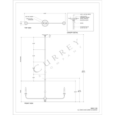 Currey & Company Nottaway 40" 2-Light Linear Chandelier 6