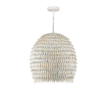 Currey & Company Overlay 24" White 3-Light Pendant 4