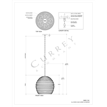 Currey & Company Overlay 24" White 3-Light Pendant 7