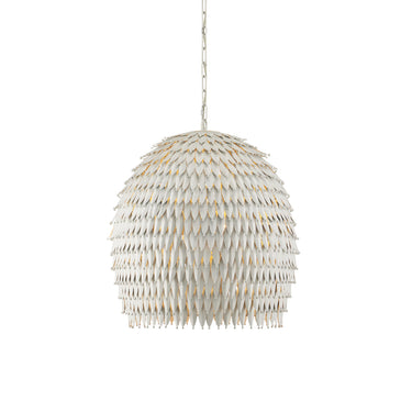 Currey & Company Overlay 24" White 3-Light Pendant 