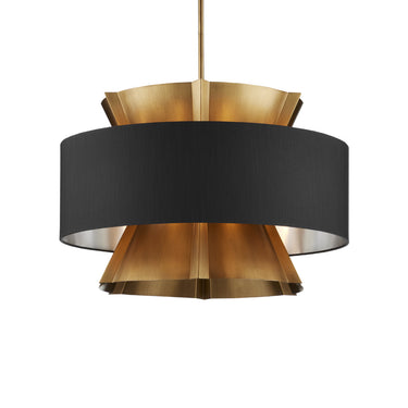Currey & Company Oxenwood 24" Brass & Black 6-Light Chandelier 2