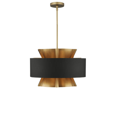 Currey & Company Oxenwood 24" Brass & Black 6-Light Chandelier 4