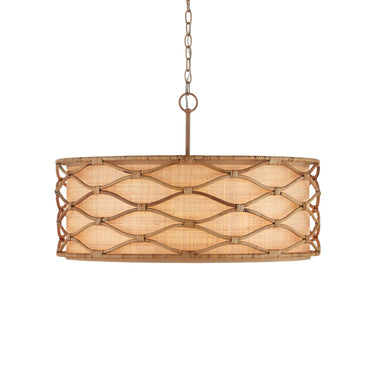 Currey & Company Partita 28.25" Rattan 3-Light Pendant 3