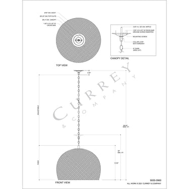 Currey & Company Piero 16" Black 1-Light Pendant 8