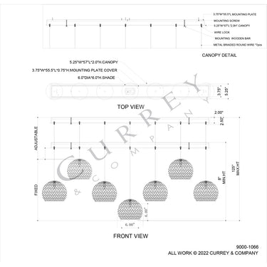 Currey & Company Piero White 7-Light Linear Multi-Drop Pendant 4
