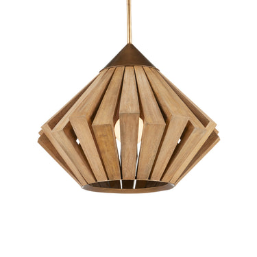 Currey & Company Plunge 18" Wood 1-Light Pendant 2