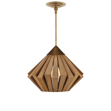 Currey & Company Plunge 18" Wood 1-Light Pendant 4