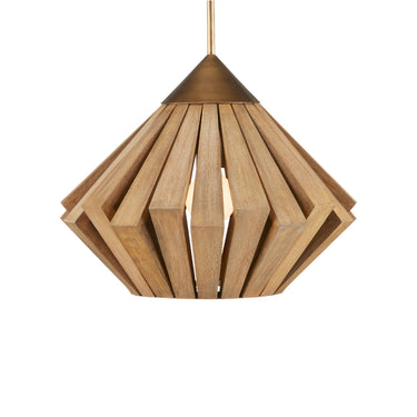 Currey & Company Plunge 18" Wood 1-Light Pendant 