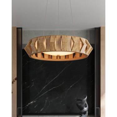Currey & Company Plunge 30" Wood LED Chandelier 7