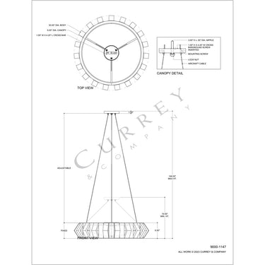 Currey & Company Plunge 30" Wood LED Chandelier 8