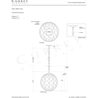 Currey & Company Polyhedron 1-Light Glass Pendant 15