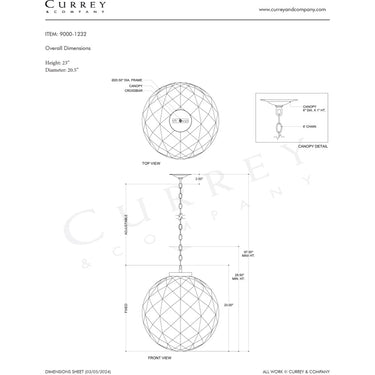 Currey & Company Polyhedron 1-Light Glass Pendant 7