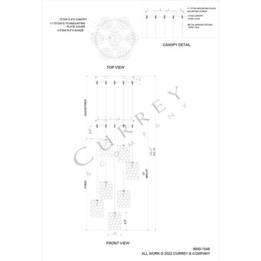 Currey & Company Regatta 7-Light Round Multi-Drop Pendant 4
