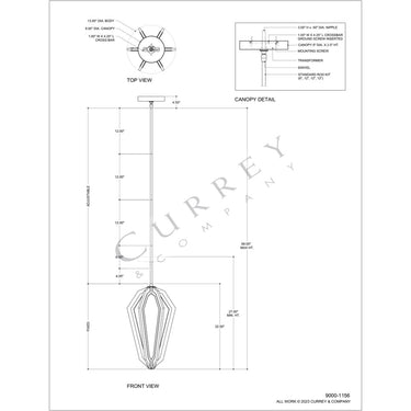 Currey & Company Riviere 13" 6-Light LED Pendant 5