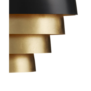Currey & Company Salviati 17.75" Black Gold 3-Light Pendant 1