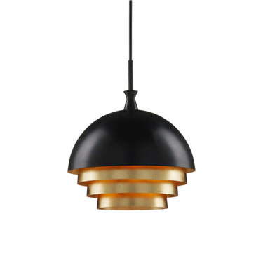 Currey & Company Salviati 17.75" Black Gold 3-Light Pendant 2