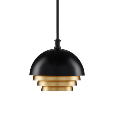 Currey & Company Salviati 9.75" Black Gold 1-Light Pendant 3