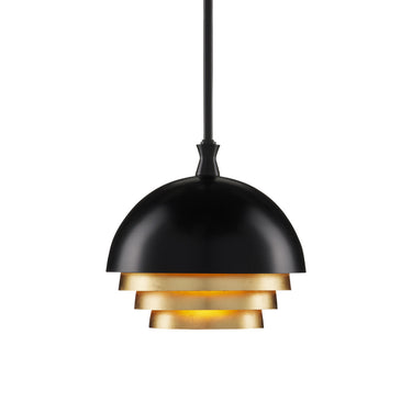 Currey & Company Salviati 9.75" Black Gold 1-Light Pendant 