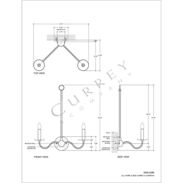 Currey & Company Saxon 2-Light Wall Sconce 11