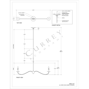 Currey & Company Saxon 43.25" 2-Light Linear Chandelier 15