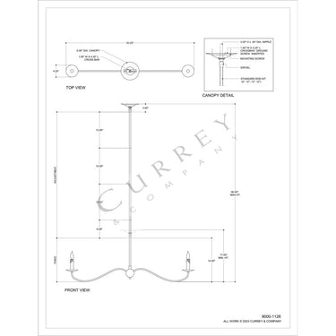 Currey & Company Saxon 43.25" 2-Light Linear Chandelier 7