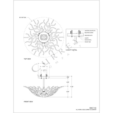 Currey & Company Snowfall 21.5" 3-Light Semi-Flush Mount 5