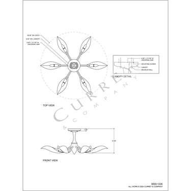 Currey & Company Snowflower 36" White 6-Light Semi-Flush Mount 4