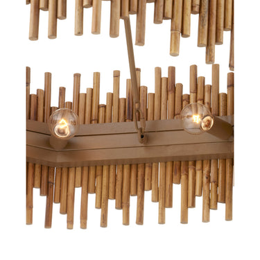 Currey & Company Teahouse 32.25" Rattan 8-Light Convertible Chandelier 2