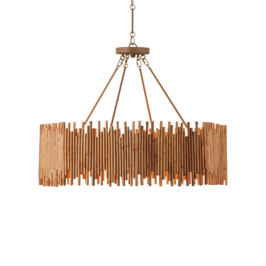 Currey & Company Teahouse 32.25" Rattan 8-Light Convertible Chandelier 3