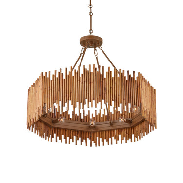 Currey & Company Teahouse 32.25" Rattan 8-Light Convertible Chandelier 4
