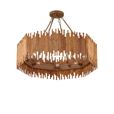 Currey & Company Teahouse 32.25" Rattan 8-Light Convertible Chandelier 5