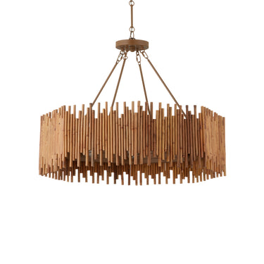 Currey & Company Teahouse 32.25" Rattan 8-Light Convertible Chandelier 6