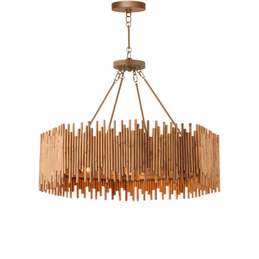 Currey & Company Teahouse 32.25" Rattan 8-Light Convertible Chandelier 7