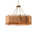 Currey & Company Teahouse 32.25" Rattan 8-Light Convertible Chandelier 