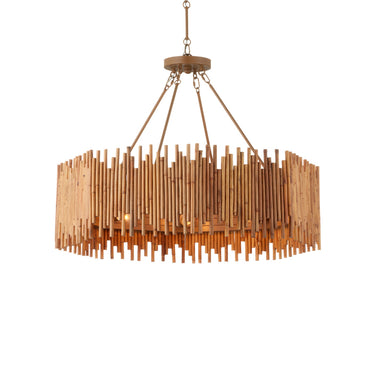 Currey & Company Teahouse 32.25" Rattan 8-Light Convertible Chandelier 