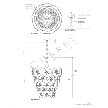 Currey & Company Tulum 20" White 5-Light Chandelier 6