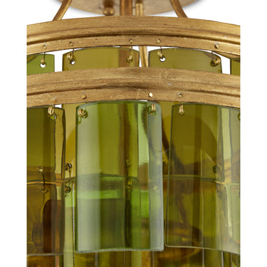 Currey & Company Vintner 15" Green 3-Light Semi-Flush Mount 1