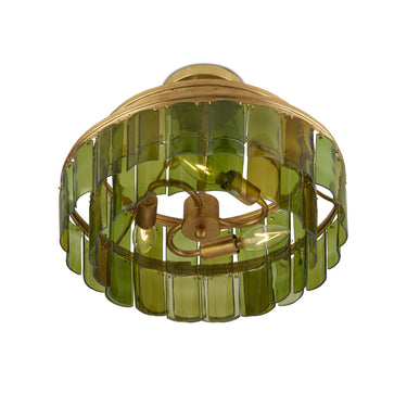 Currey & Company Vintner 15" Green 3-Light Semi-Flush Mount 3