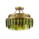 Currey & Company Vintner 15" Green 3-Light Semi-Flush Mount 4