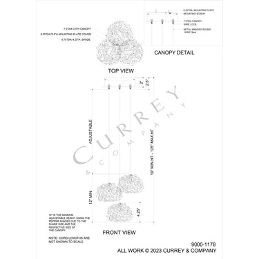 Currey & Company Virtu 3-Light Round Multi-Drop 4