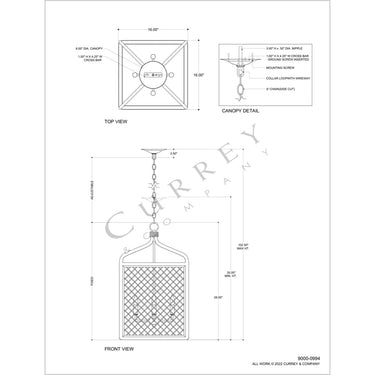 Currey & Company Wanstead 16'' Lantern 4-Light Chandelier 8