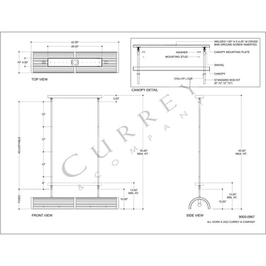 Currey & Company Woodbine 42" Chestnut Rectangular 5-Light Chandelier 10