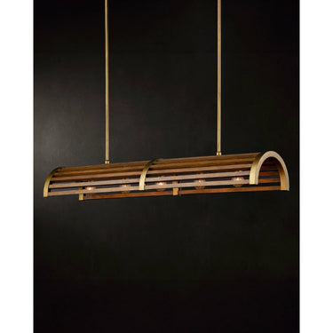 Currey & Company Woodbine 42" Chestnut Rectangular 5-Light Chandelier 8