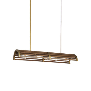 Currey & Company Woodbine 42" Chestnut Rectangular 5-Light Chandelier 