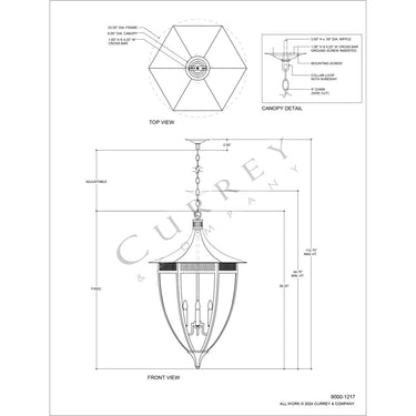 Currey & Company Wycombe 23.5" Black 4-Light Lantern 8