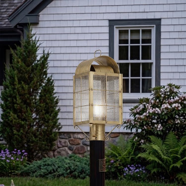 Durham Post Lantern shown in the Antique Brass finish with a Seedy shade - 9120-H-AB-SDY-C 2