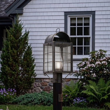 Durham Post Lantern shown in the Bronze finish with a Seedy shade - 9120-H-BZ-SDY-C 2