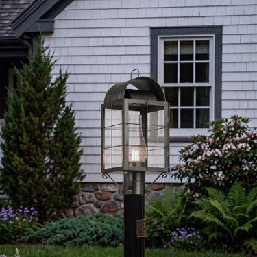 Durham Post Lantern shown in the Gunmetal finish with a Clear shade - 9120-H-GM-CL-C 2